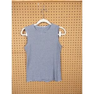 Nili Lotan Duane Street Navy White Striped Sleeveless Tank‎ Top XS Crew Neck